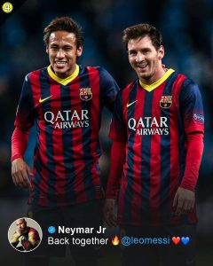 Neymar welcomes Messi to PSG